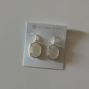 Kendra Scott Gold Framed White Stone Earrings